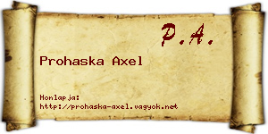 Prohaska Axel névjegykártya